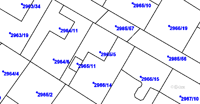 Parcela st. 2965/5 v KÚ Hlučín, Katastrální mapa