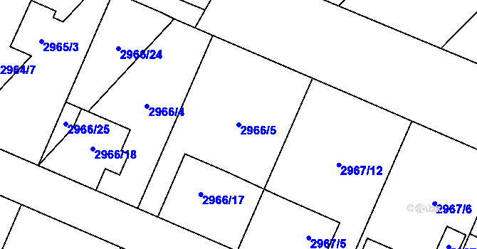 Parcela st. 2966/5 v KÚ Hlučín, Katastrální mapa