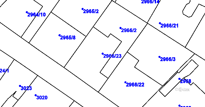 Parcela st. 2966/23 v KÚ Hlučín, Katastrální mapa