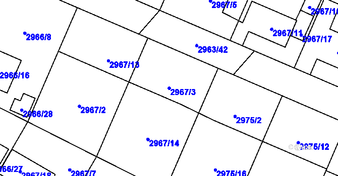 Parcela st. 2967/3 v KÚ Hlučín, Katastrální mapa