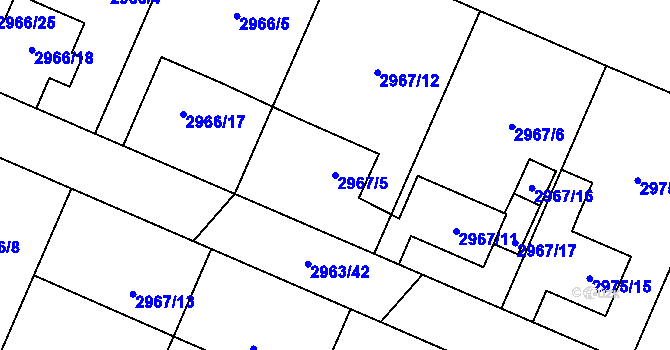 Parcela st. 2967/5 v KÚ Hlučín, Katastrální mapa
