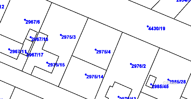 Parcela st. 2975/4 v KÚ Hlučín, Katastrální mapa