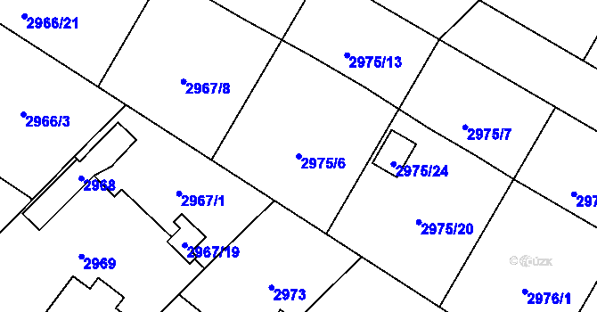 Parcela st. 2975/6 v KÚ Hlučín, Katastrální mapa
