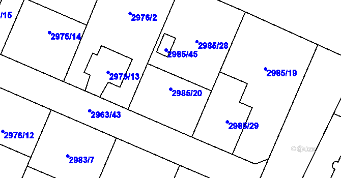Parcela st. 2985/20 v KÚ Hlučín, Katastrální mapa
