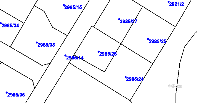 Parcela st. 2985/26 v KÚ Hlučín, Katastrální mapa