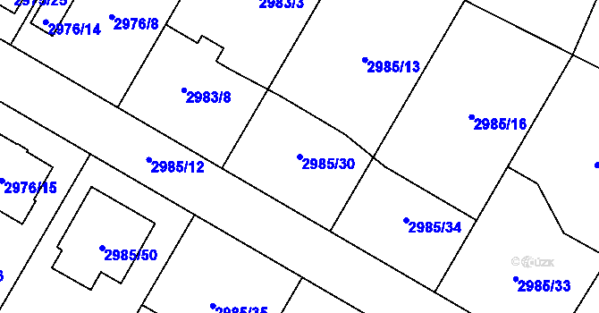 Parcela st. 2985/30 v KÚ Hlučín, Katastrální mapa