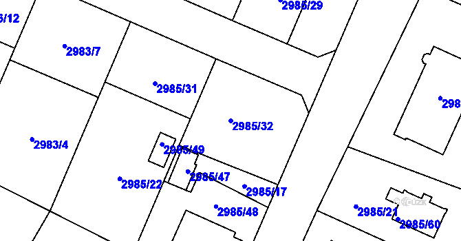 Parcela st. 2985/32 v KÚ Hlučín, Katastrální mapa