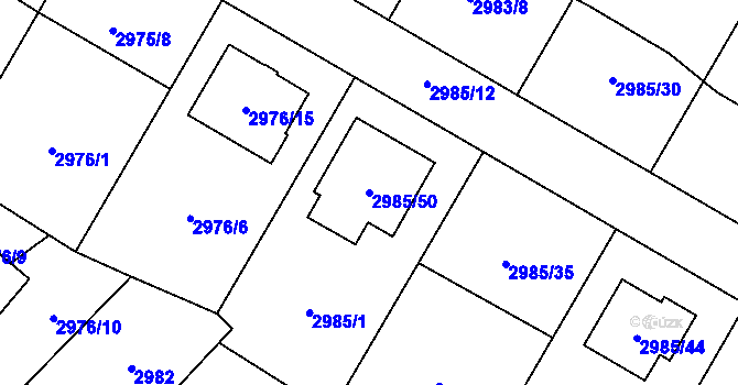 Parcela st. 2985/50 v KÚ Hlučín, Katastrální mapa