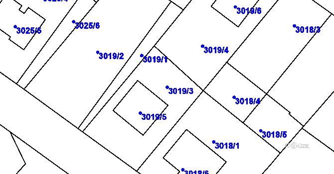 Parcela st. 3019/3 v KÚ Hlučín, Katastrální mapa