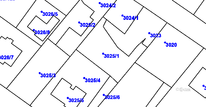 Parcela st. 3025/1 v KÚ Hlučín, Katastrální mapa