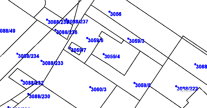 Parcela st. 3059/4 v KÚ Hlučín, Katastrální mapa