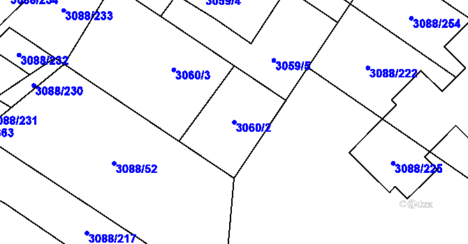 Parcela st. 3060/2 v KÚ Hlučín, Katastrální mapa