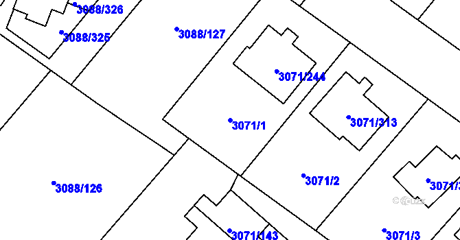 Parcela st. 3071/1 v KÚ Hlučín, Katastrální mapa