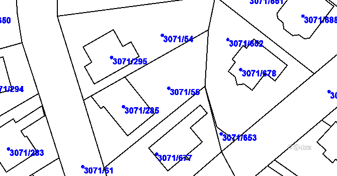 Parcela st. 3071/55 v KÚ Hlučín, Katastrální mapa