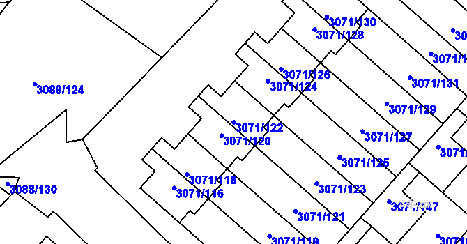 Parcela st. 3071/122 v KÚ Hlučín, Katastrální mapa