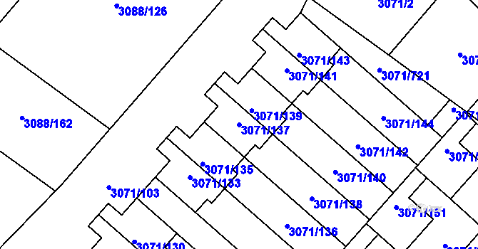 Parcela st. 3071/137 v KÚ Hlučín, Katastrální mapa