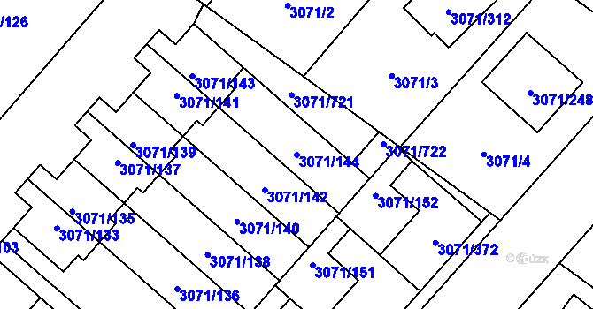 Parcela st. 3071/144 v KÚ Hlučín, Katastrální mapa