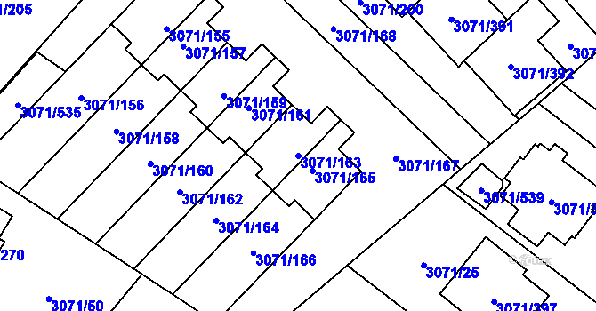 Parcela st. 3071/163 v KÚ Hlučín, Katastrální mapa