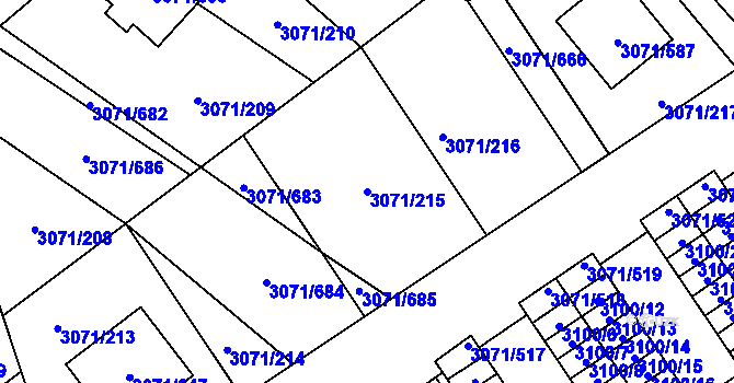 Parcela st. 3071/215 v KÚ Hlučín, Katastrální mapa