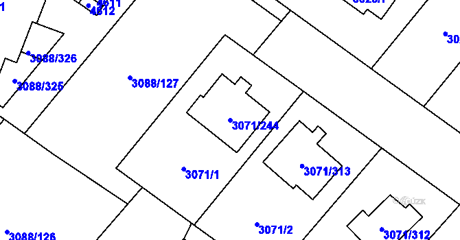 Parcela st. 3071/244 v KÚ Hlučín, Katastrální mapa