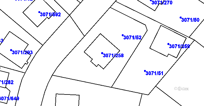 Parcela st. 3071/258 v KÚ Hlučín, Katastrální mapa