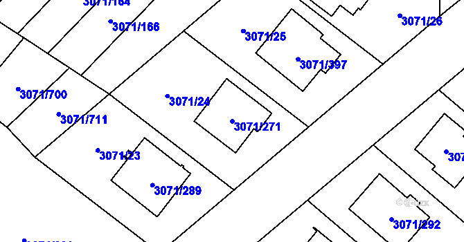 Parcela st. 3071/271 v KÚ Hlučín, Katastrální mapa