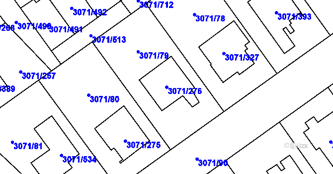Parcela st. 3071/276 v KÚ Hlučín, Katastrální mapa