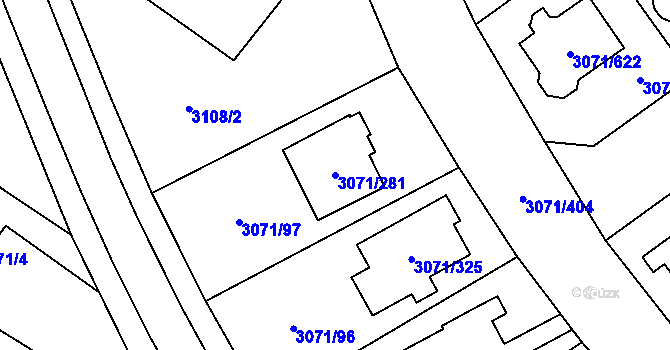 Parcela st. 3071/281 v KÚ Hlučín, Katastrální mapa