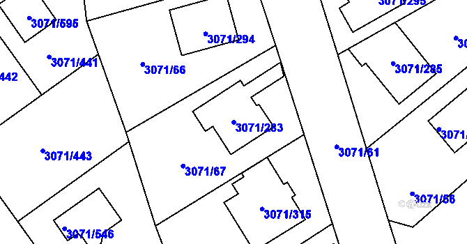 Parcela st. 3071/283 v KÚ Hlučín, Katastrální mapa