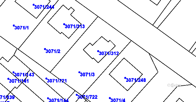 Parcela st. 3071/312 v KÚ Hlučín, Katastrální mapa