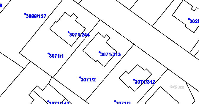 Parcela st. 3071/313 v KÚ Hlučín, Katastrální mapa