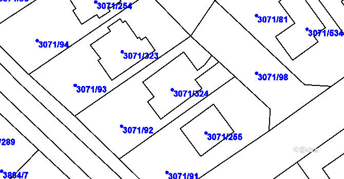 Parcela st. 3071/324 v KÚ Hlučín, Katastrální mapa
