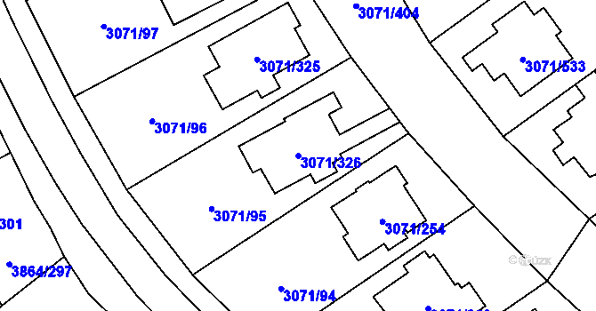 Parcela st. 3071/326 v KÚ Hlučín, Katastrální mapa
