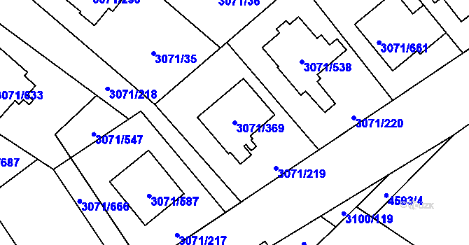 Parcela st. 3071/369 v KÚ Hlučín, Katastrální mapa