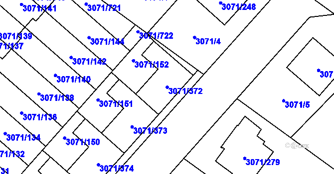 Parcela st. 3071/372 v KÚ Hlučín, Katastrální mapa