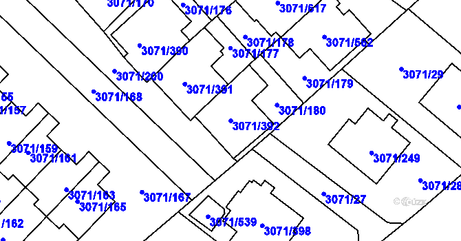 Parcela st. 3071/392 v KÚ Hlučín, Katastrální mapa