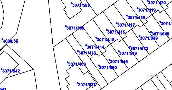 Parcela st. 3071/414 v KÚ Hlučín, Katastrální mapa