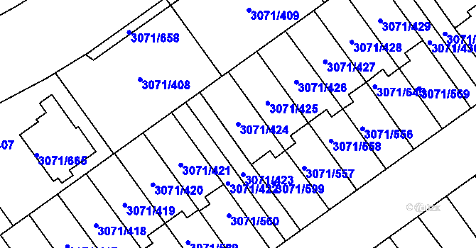 Parcela st. 3071/424 v KÚ Hlučín, Katastrální mapa