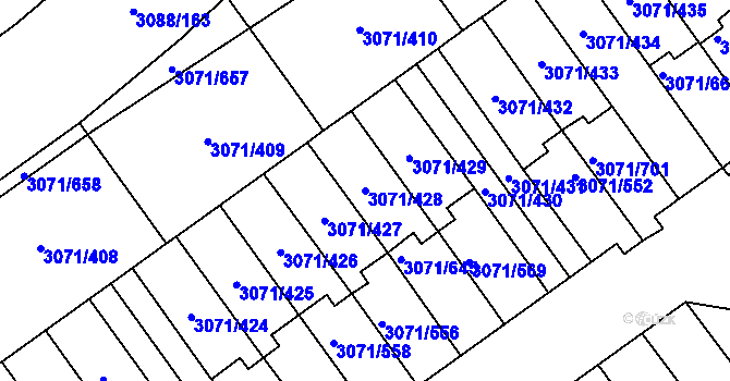 Parcela st. 3071/428 v KÚ Hlučín, Katastrální mapa