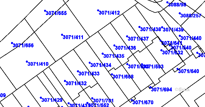 Parcela st. 3071/435 v KÚ Hlučín, Katastrální mapa