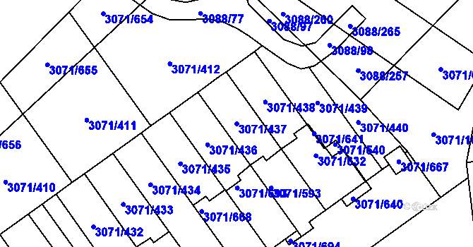 Parcela st. 3071/437 v KÚ Hlučín, Katastrální mapa