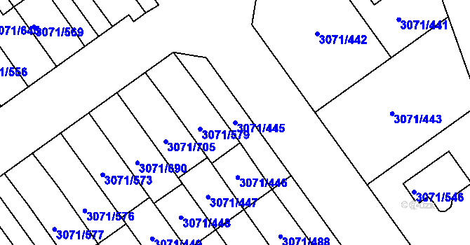 Parcela st. 3071/445 v KÚ Hlučín, Katastrální mapa