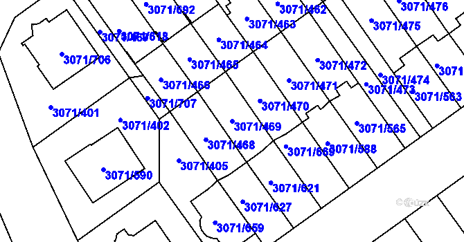 Parcela st. 3071/469 v KÚ Hlučín, Katastrální mapa