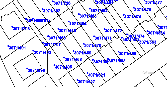 Parcela st. 3071/470 v KÚ Hlučín, Katastrální mapa