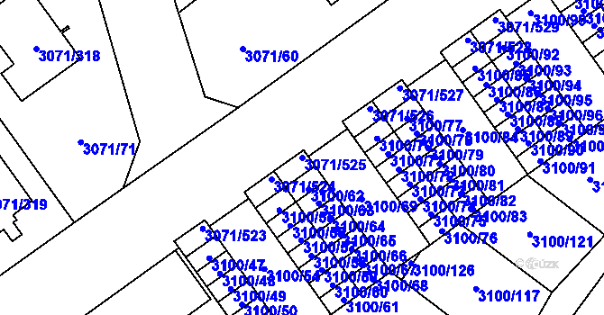 Parcela st. 3071/525 v KÚ Hlučín, Katastrální mapa