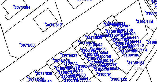 Parcela st. 3071/528 v KÚ Hlučín, Katastrální mapa