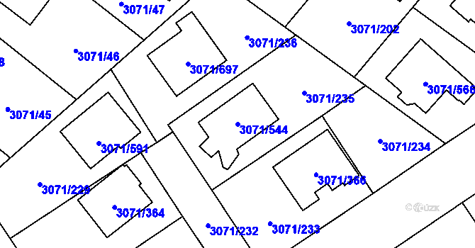 Parcela st. 3071/544 v KÚ Hlučín, Katastrální mapa