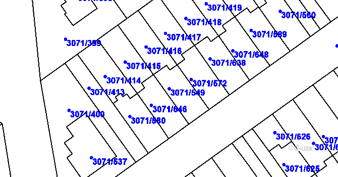 Parcela st. 3071/549 v KÚ Hlučín, Katastrální mapa