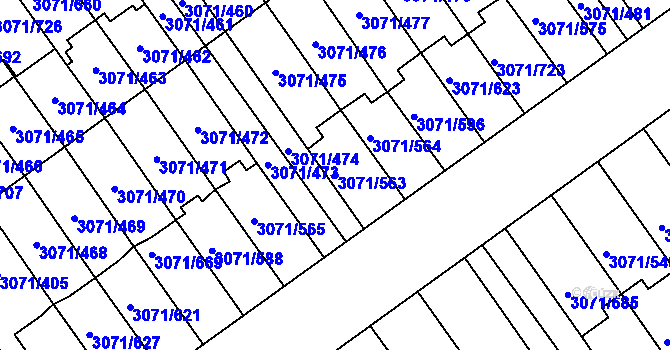 Parcela st. 3071/563 v KÚ Hlučín, Katastrální mapa