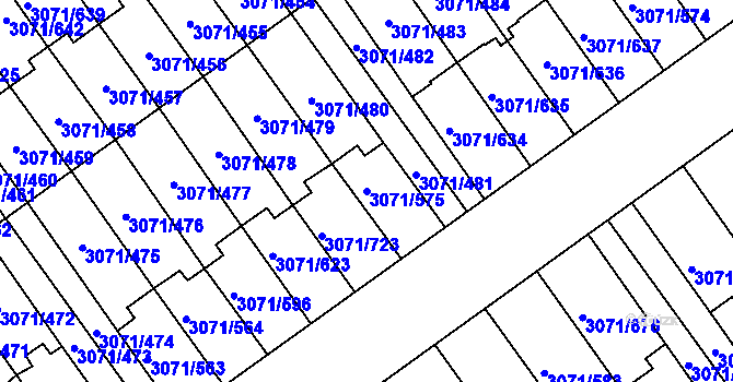 Parcela st. 3071/575 v KÚ Hlučín, Katastrální mapa